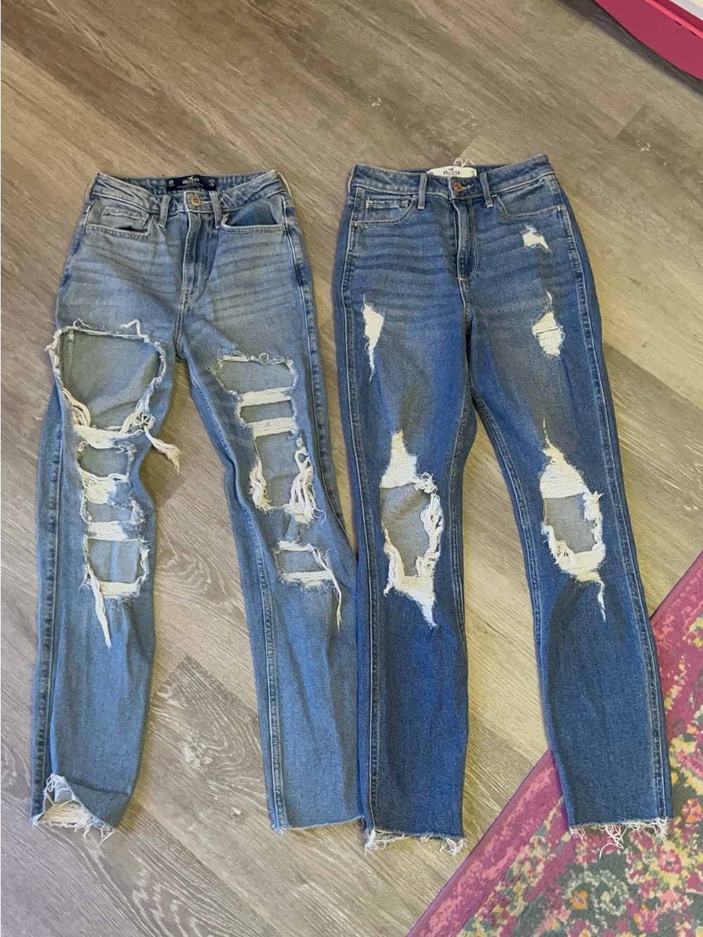 2 Hollister Distressed High-Rise Women’s Jeans - Blue - 00L